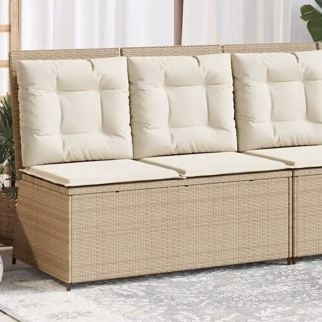 Panca Reclinabile da Giardino Outsunny in Polyrattan e Metallo con Cuscini Beige e Bianco
