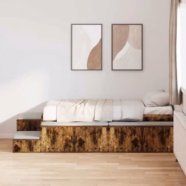 Struttura letto con contenitore Rovere fumé 80 cm 3335577