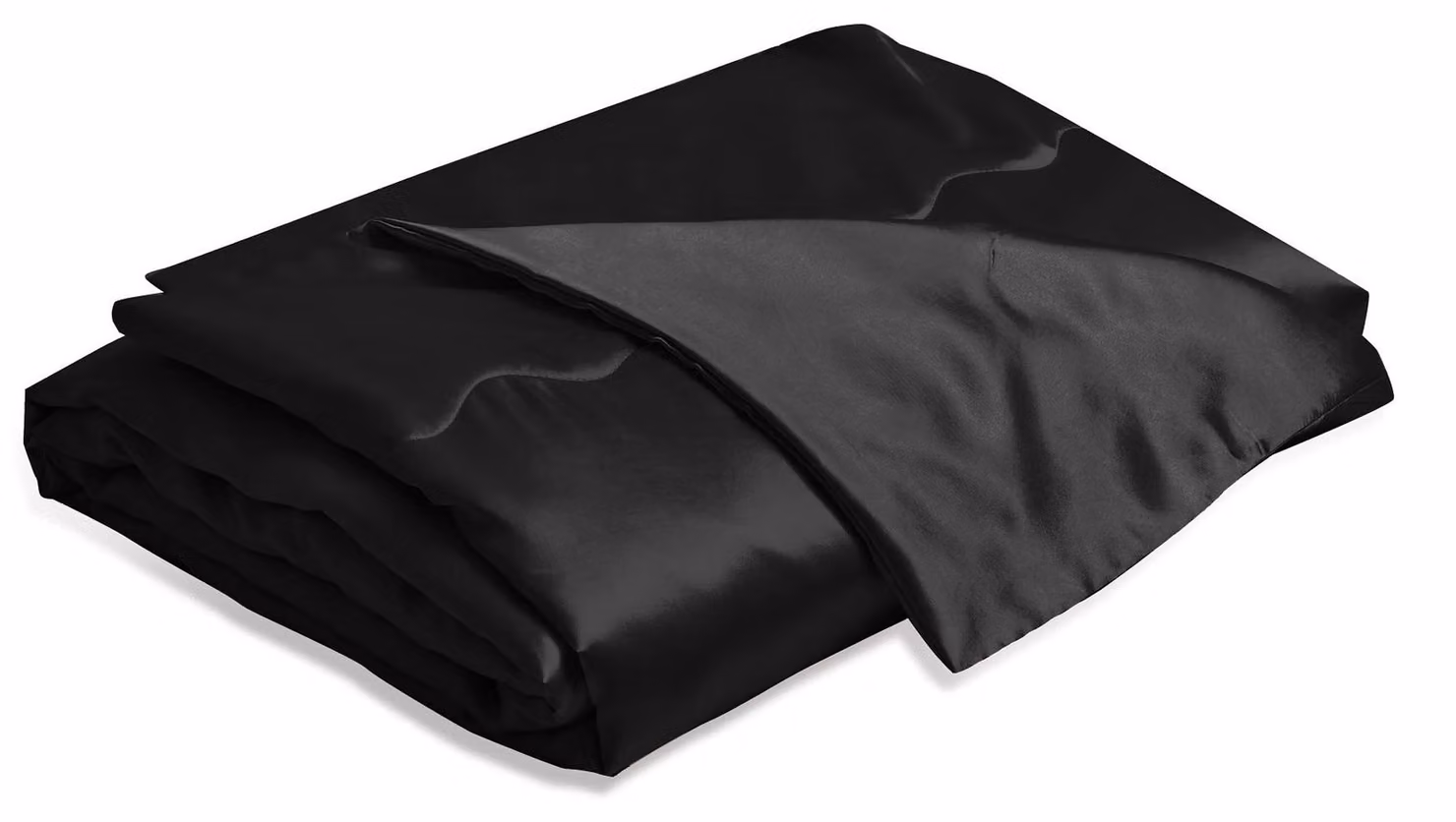 Coperta in raso, colore nero, 200x200 cm. Morbida e fresca, ideale per l'estate