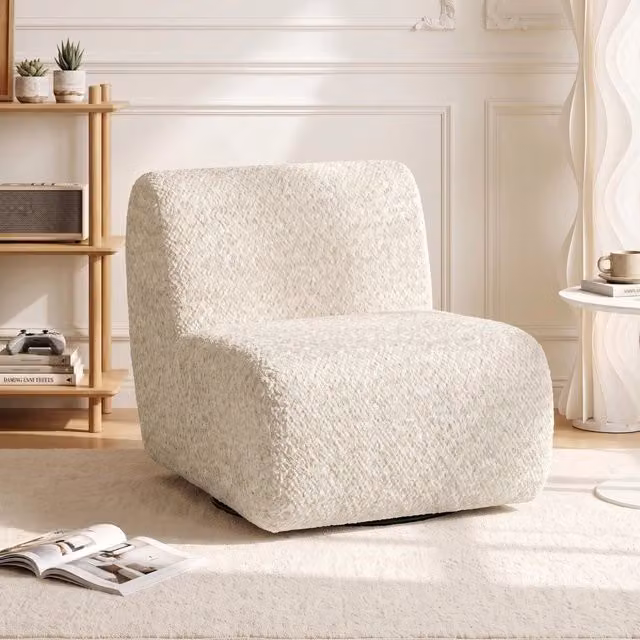 Fauteuil de Salon Pivotant 360° Canapé 1 Place en Chenille Beige