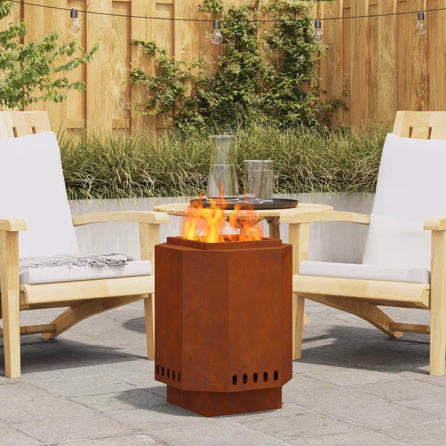 Ciotola per fuoco vidaXL in acciaio Corten color marrone