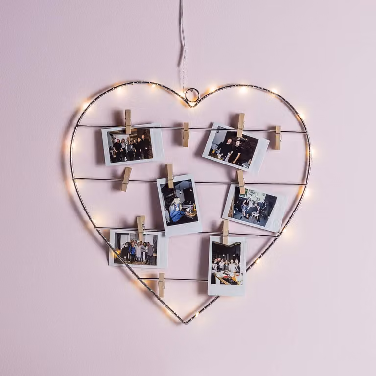 Decorazione a forma di cuore da parete, con 18 micro-LED bianchi caldi, dimensioni 35x35 cm
