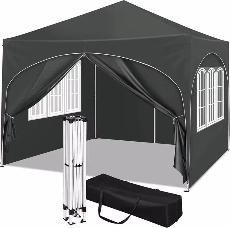 Gazebo da esterno 3x3 metri, impermeabile, protezione UV 50+, regolabile | Grigio | 300x300x250-258 cm