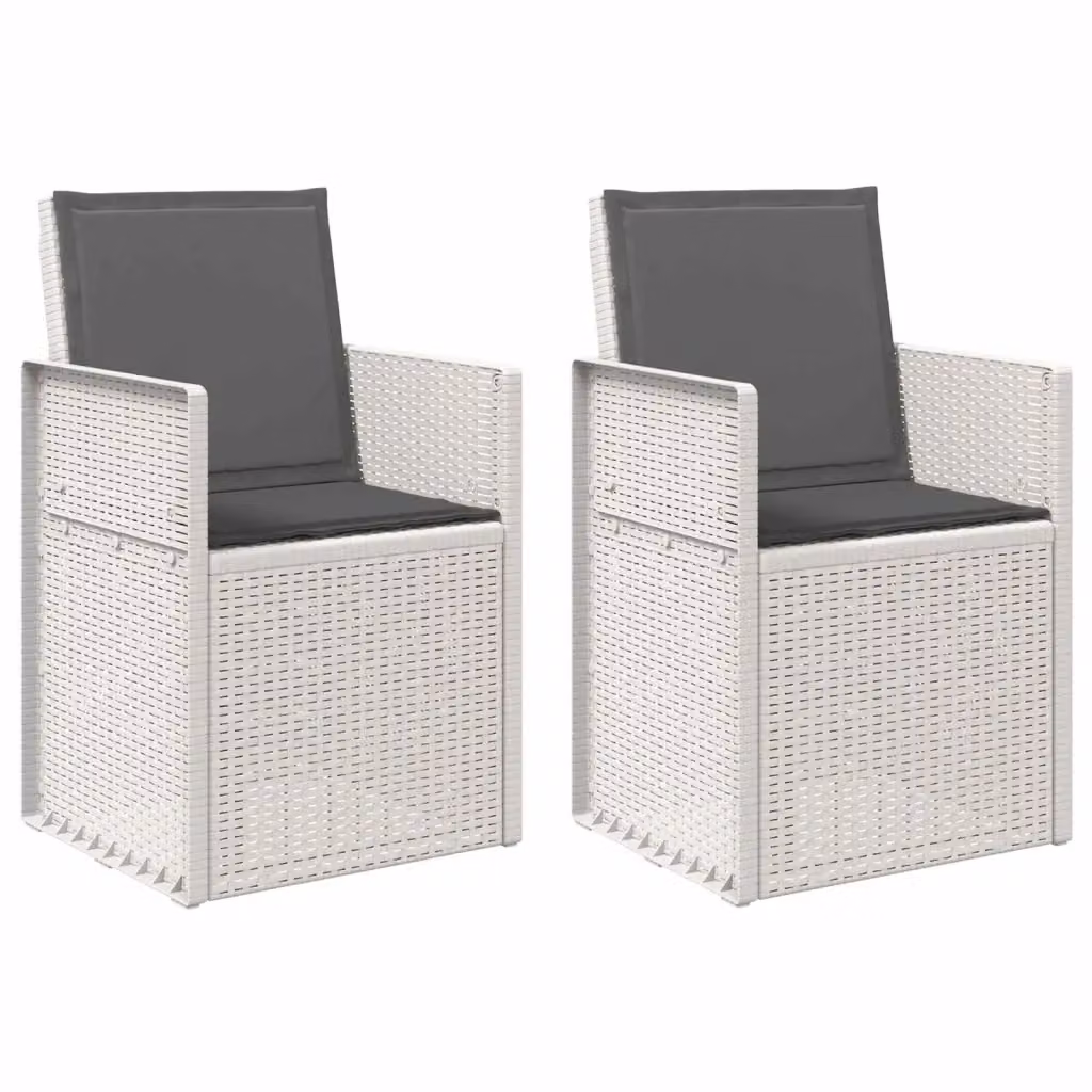 Set di 2 sedie da giardino moderne vidaXL in plastica resistente ai raggi UV con cuscini inclusi, colore bianco e antracite – 2