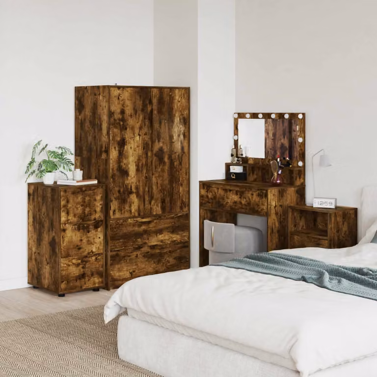 Armadio moderno vidaXL in legno ingegnerizzato MDF colore Rovere fumé L 40 cm x P 48 cm x H 81 cm