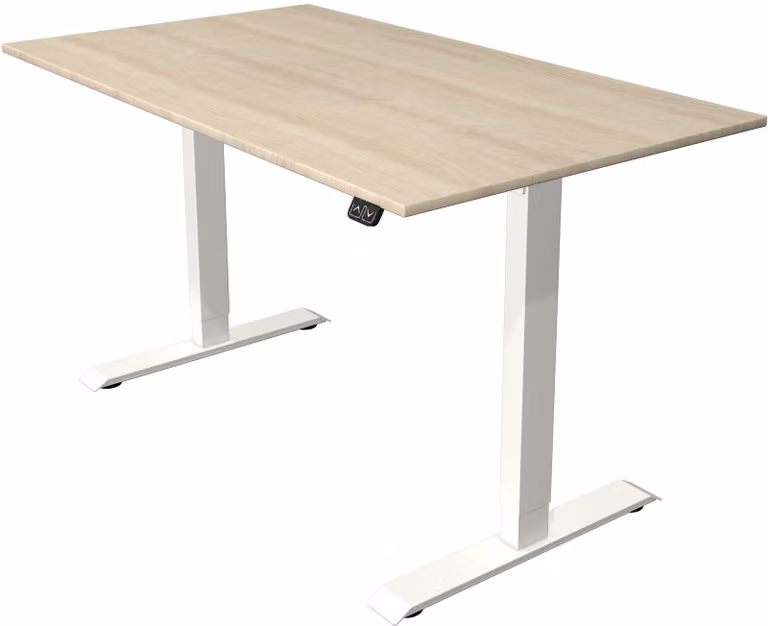 Tavolo da seduti/in piedi Move 1, regolabile elettricamente in altezza fino a 123 cm, LxP 140x80 cm, acero/bianco