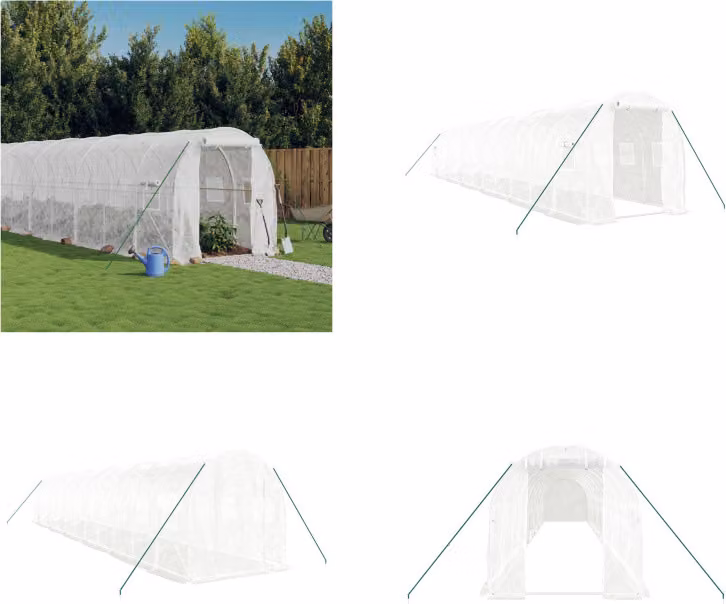 vidaXL Serra con telaio in acciaio bianco 24 m² 12x2x2 m - Serra - Serre - Polytunnel - Serra calpestabile