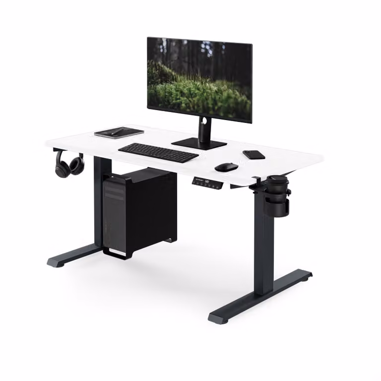 Scrivania ergonomica, regolabile in altezza, nei colori antracite e bianco: 120 x 60 cm: ARIA