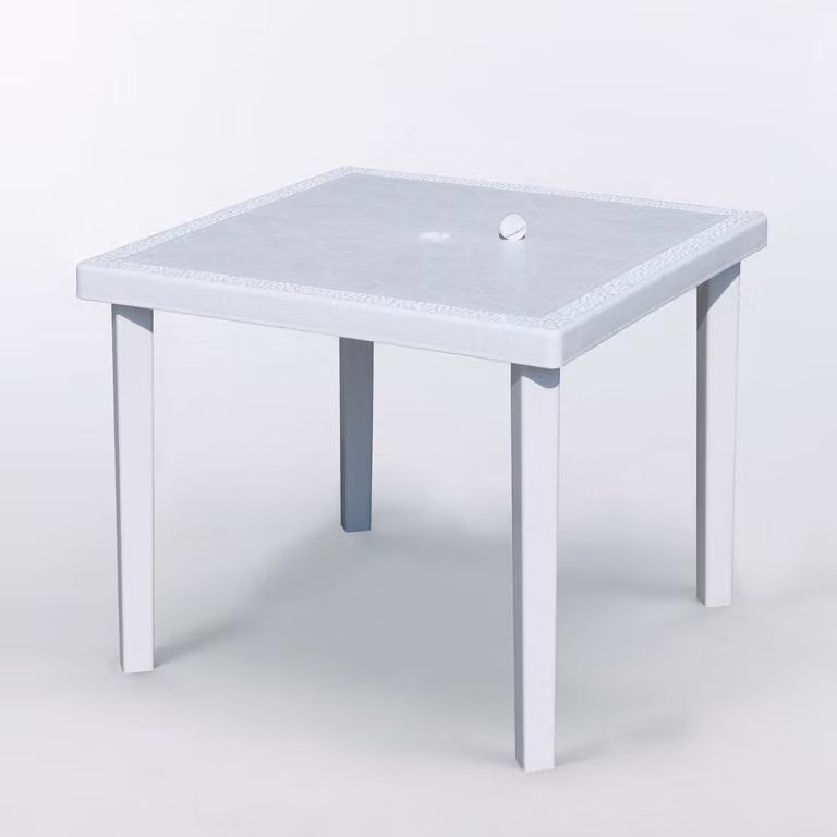 Tavolo bar da giardino in poly-rattan, quadrato, 90x90, Grand Soleil Gruvyer - Bianco