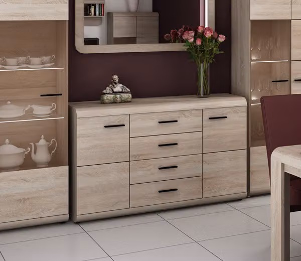 Credenza credenza cassettiera multiuso rovere Sonoma 140cm