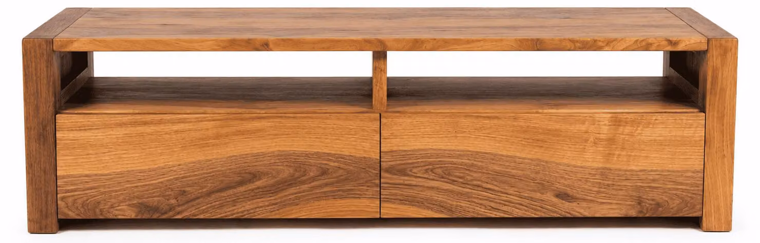 Mobile TV in legno massello, finitura naturale, design senza tempo, mobili per il soggiorno