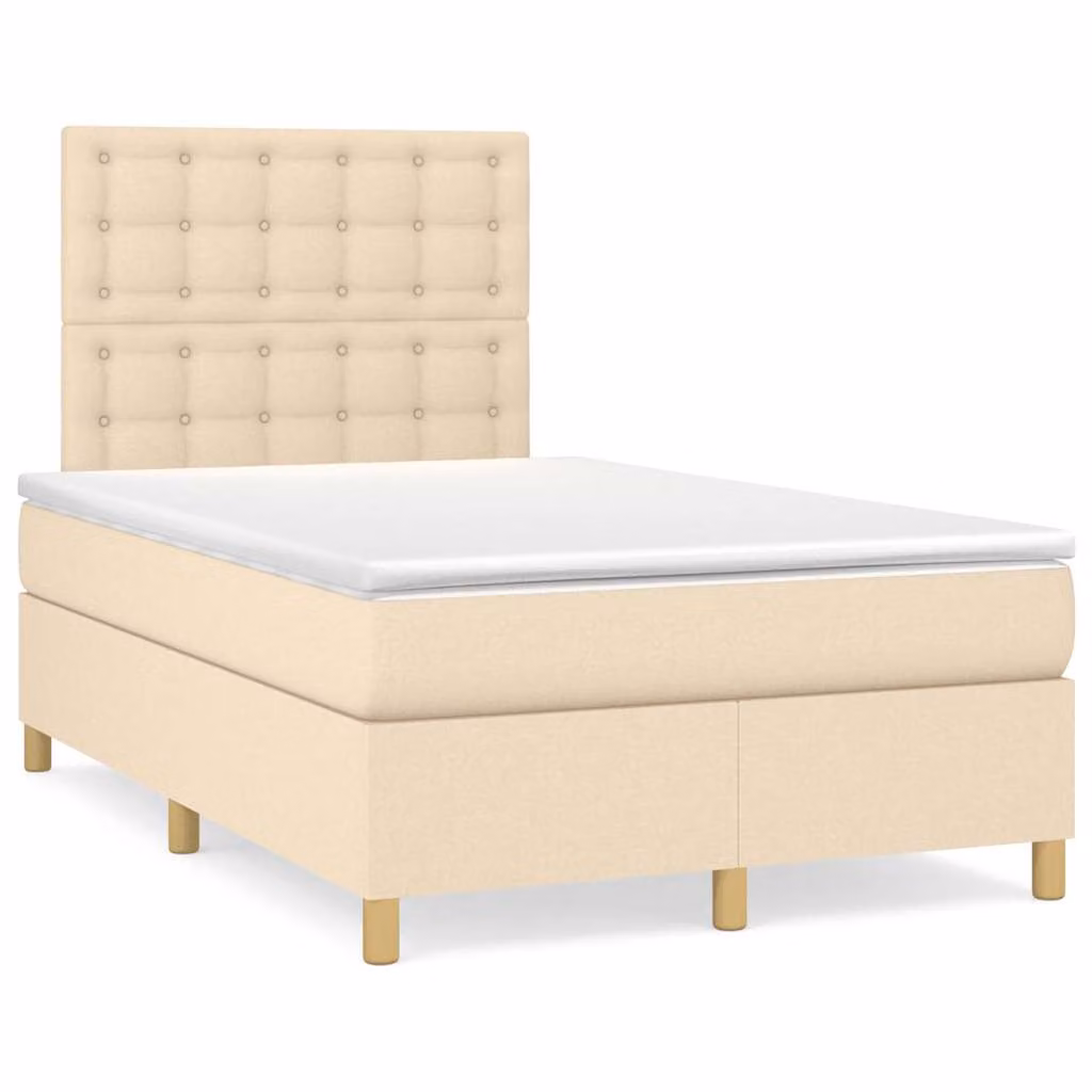 Letto Ibrido con Materasso e Illuminazione LED vidaXL in Tessuto Beige e Bianco L/P/H: 120 x 200 x 123 cm