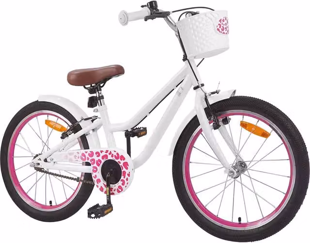 Bicicletta per bambini da 18 pollici bianca per età dai 5 ai 7 anni