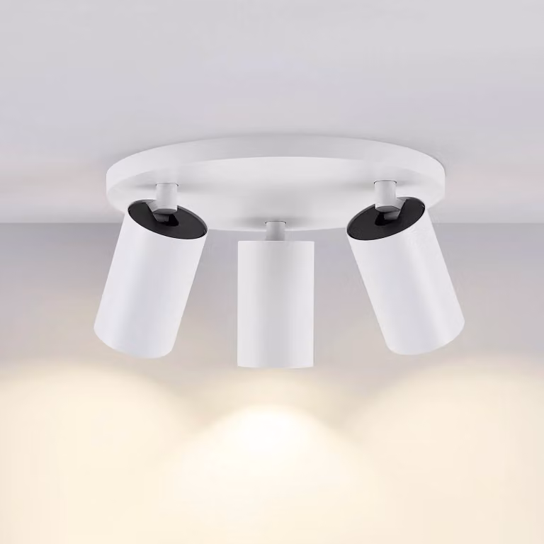 Deko-Light Faretto da soffitto CAN TILT, bianco, Ø 23 cm, a 3 luci, metallo, GU10 dimmerabile, Bianco / Opale, Soggiorno / Sala da pranzo, Alluminio, Faretto