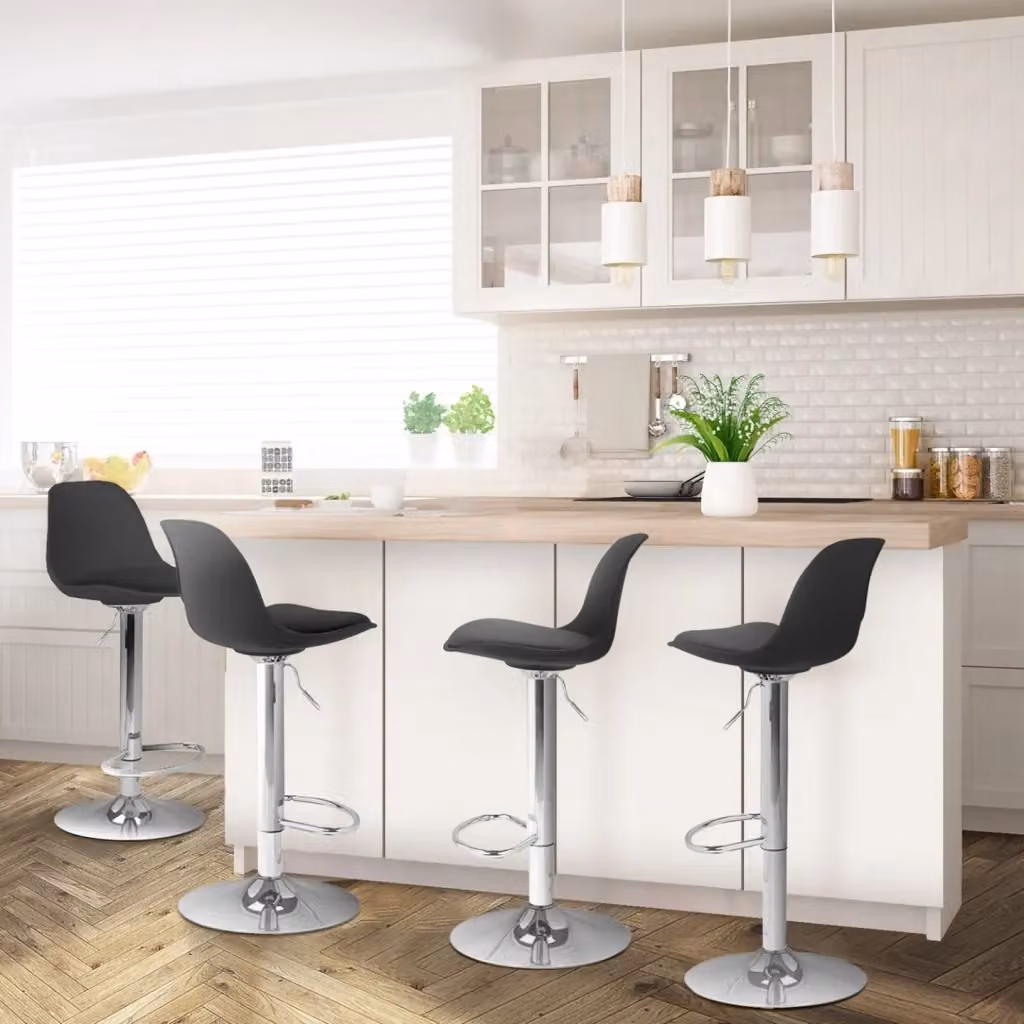 Set di 4 sgabelli da bar KARL IDMarket design moderno nero con seduta girevole a 360 gradi – 2