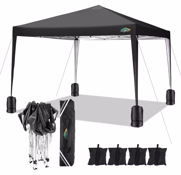 Gazebo pieghevole 3x3 metri, impermeabile, con struttura regolabile in altezza, ideale per feste in giardino, colore nero