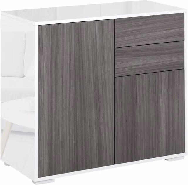 Mobile Xylo con 2 Cassetti e 2 Ante Grigio Chiaro e Bianco L: 79 cm, P: 36 cm, H: 74 cm