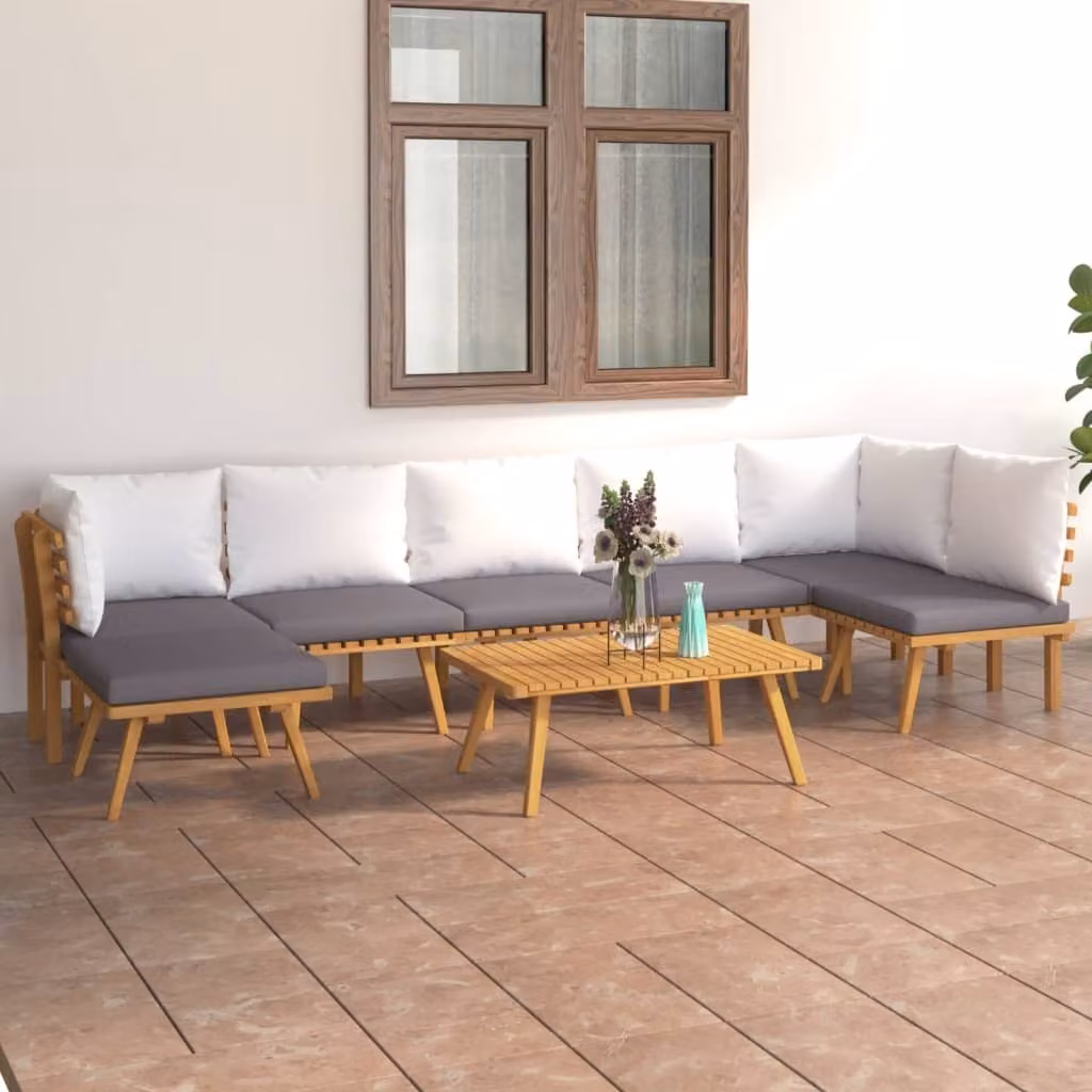 Maison Exclusive - Set da giardino 8 pezzi con cuscini in legno massello di acacia