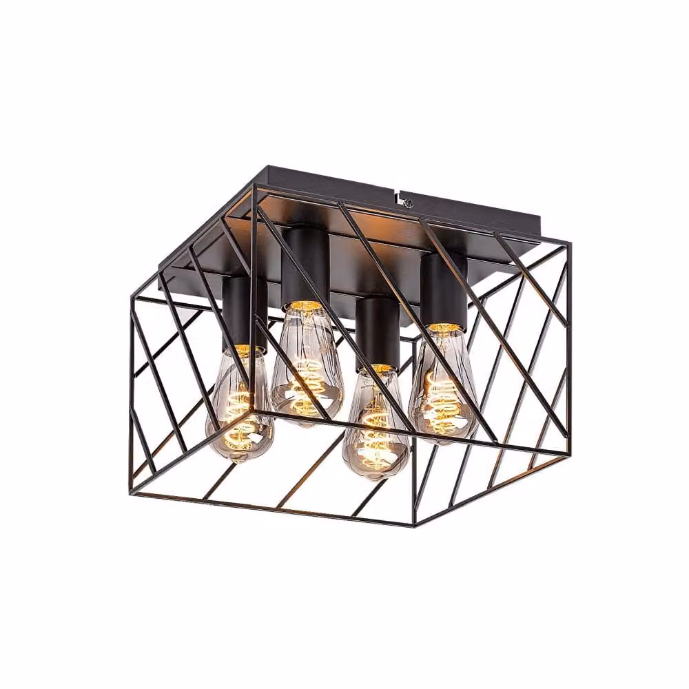 Lampada da soffitto industriale E27 4x25W colore nero opaco 71027 Boroo Rabalux