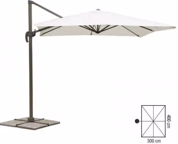 Ombrellone Deluxe a braccio 3x4 m ecrù effetto legno