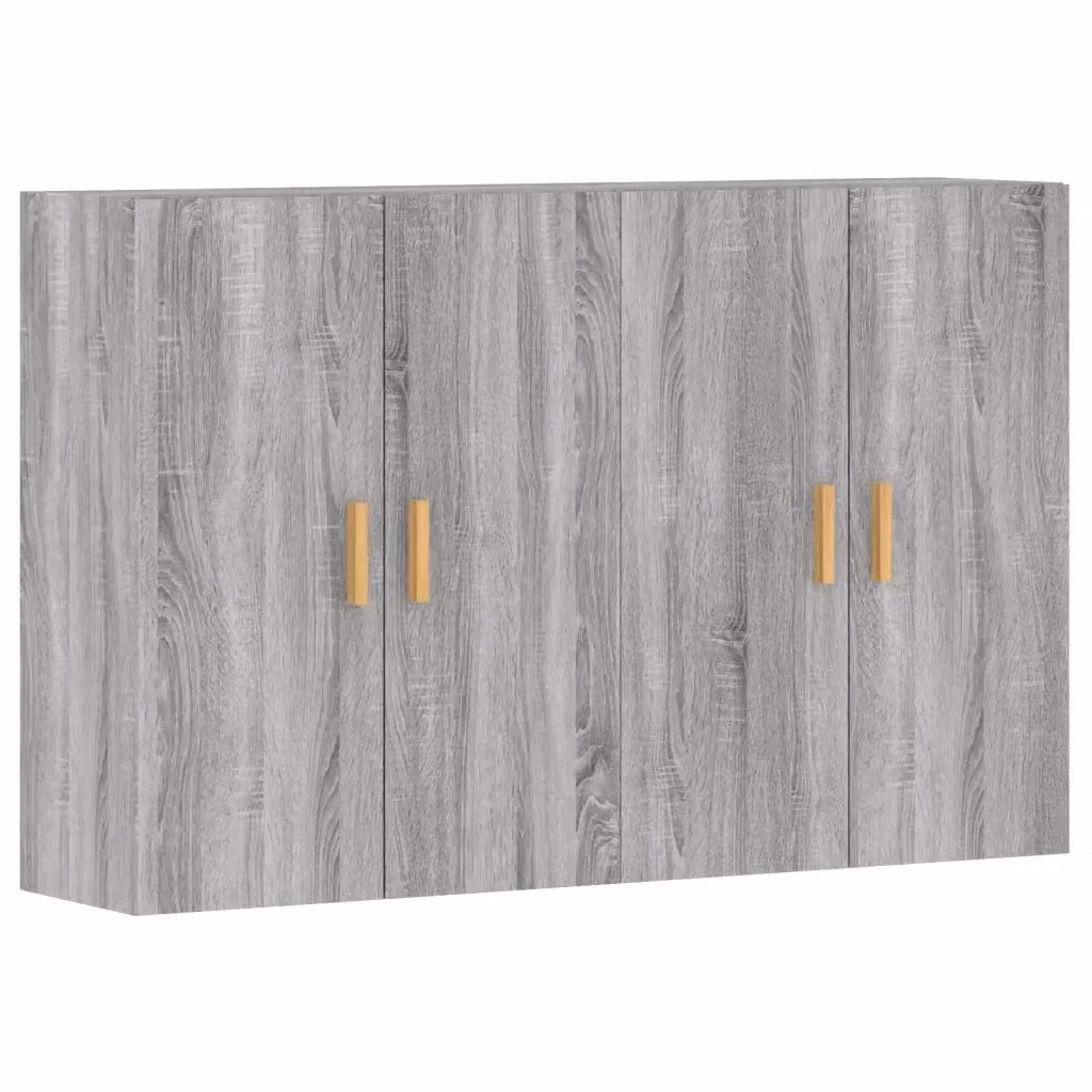 Set di 2 armadietti da parete vidaXL in legno grigio opaco con ante a battente e ripiani interni per bagno o uso moderno – 2