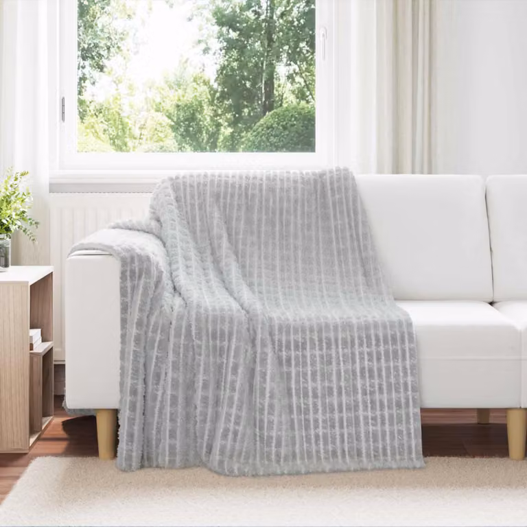Set di 6 coperte in pile vidaXL grigie L 200 cm x P 150 cm