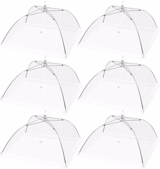 Set di 6 coperture per barbecue a gas in materiale resistente ai gas, adatte al contatto con gli alimenti, 33 × 33 cm. Coperture per alimenti. Copertura perfetta contro le mosche per frutta, barbecue e picnic (bianco)