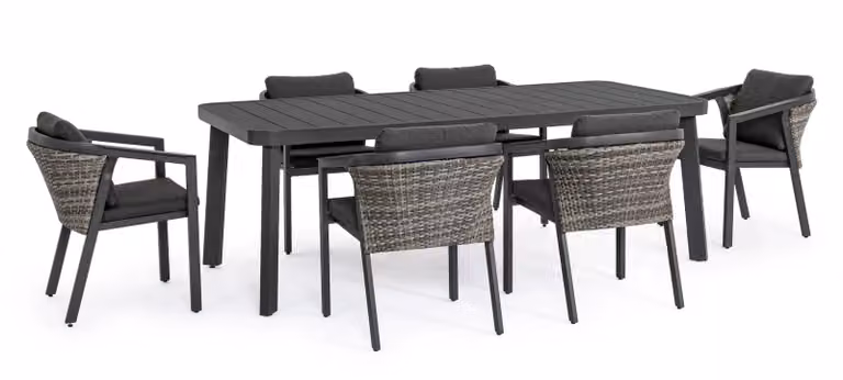 Set CORDOBA tavolo e 6 sedie colore antracite
