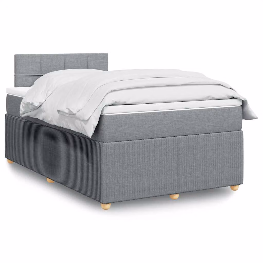 Giroletto a molle con materasso vidaXL in tessuto grigio e bianco L/P/H: 120 x 200 cm