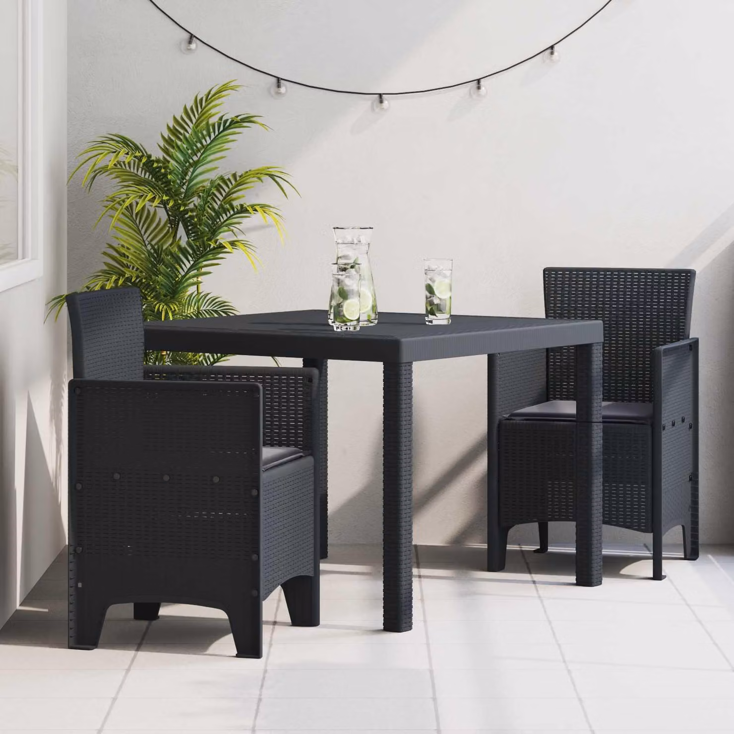 Maison Exclusive - Set da giardino per esterni, 3 pezzi, polipropilene antracite
