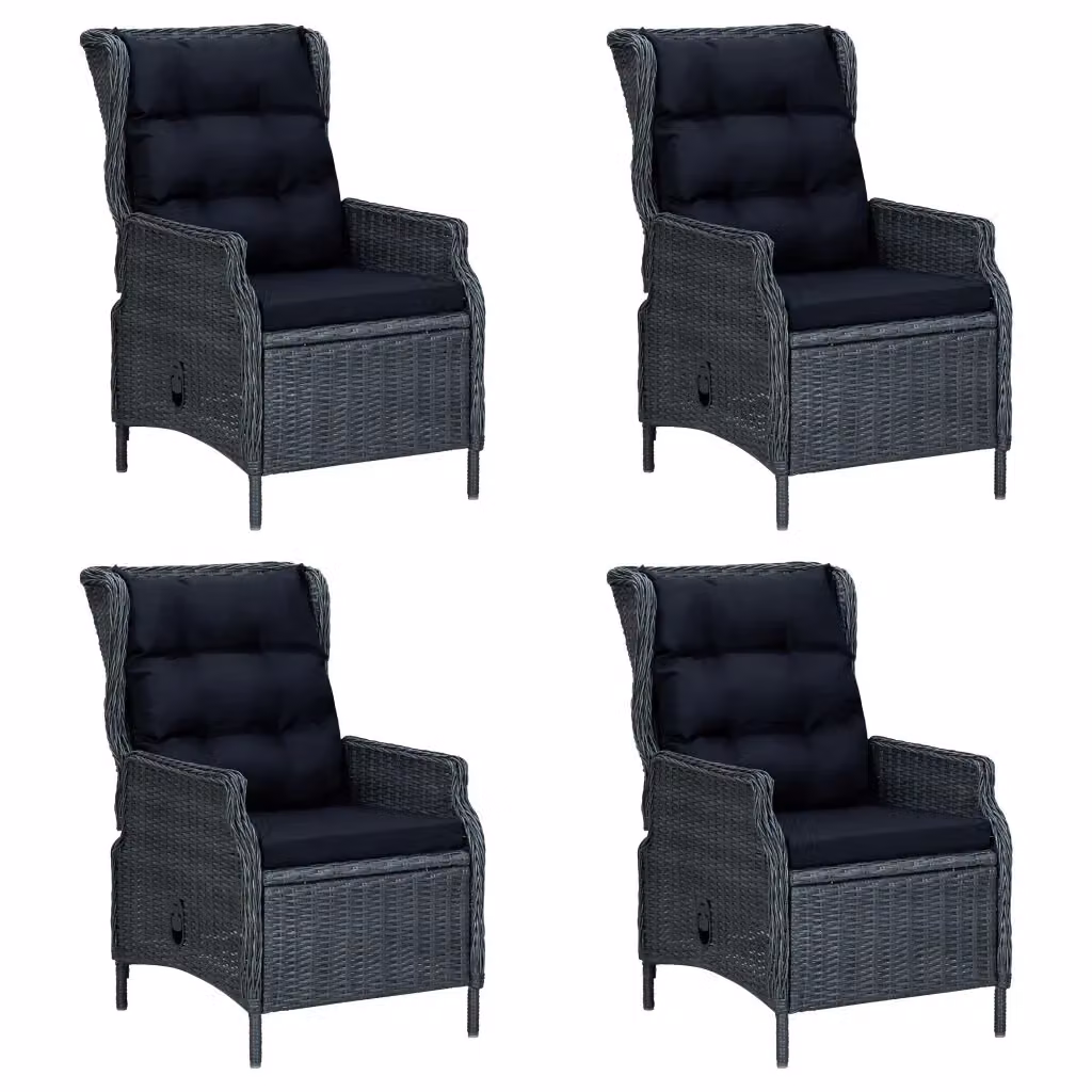 Set da pranzo da giardino vidaXL in legno di acacia oliato, 5 pezzi, Grigio e Nero – 2