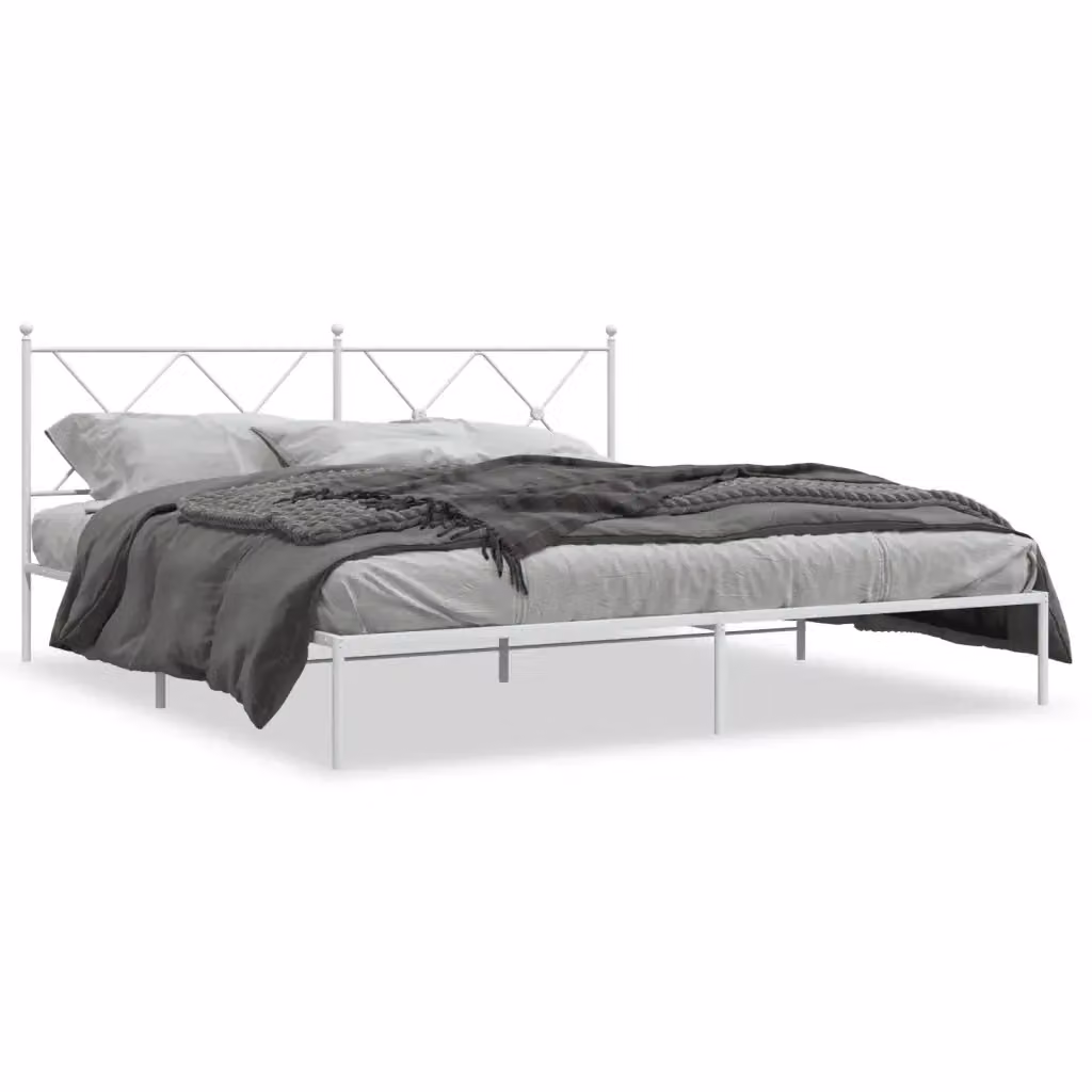 Letto con testiera in metallo bianco vidaXL L/P: 180 x 200 cm – 2