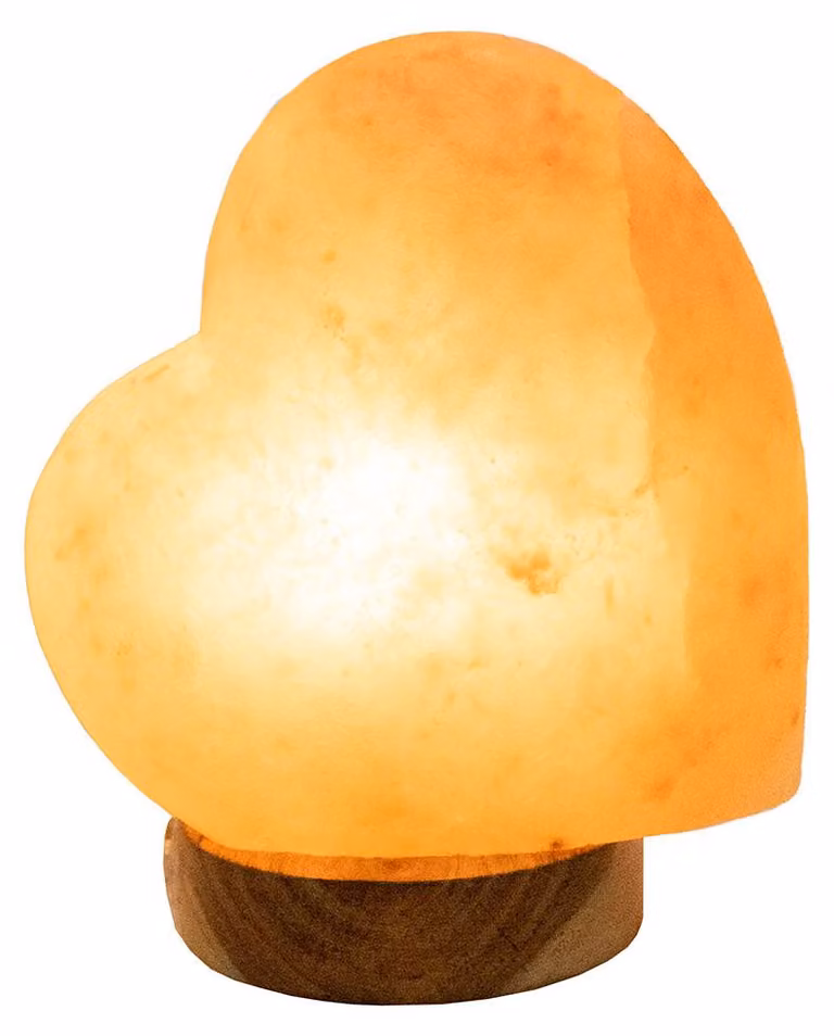 Lampada da tavolo, legno, cristallo di forma di cuore, H 19 cm