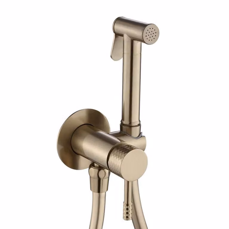 WEBO Bidet Handdouche Complete RVS Mat Goud Geborsteld Warm Kalt Raccordo per bidet monocomando