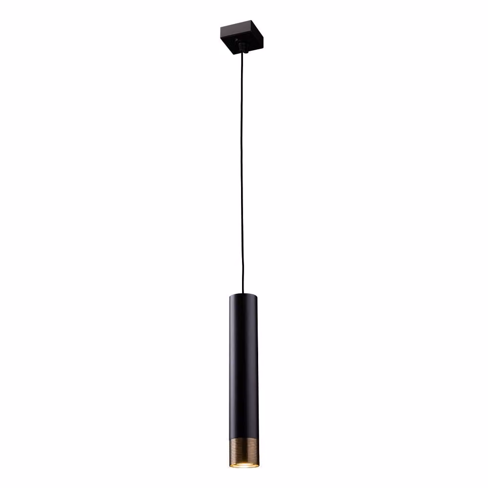 Lampada a sospensione nera con diffusore in ottone scanalato EIDO 1xGU10 10W Amplex