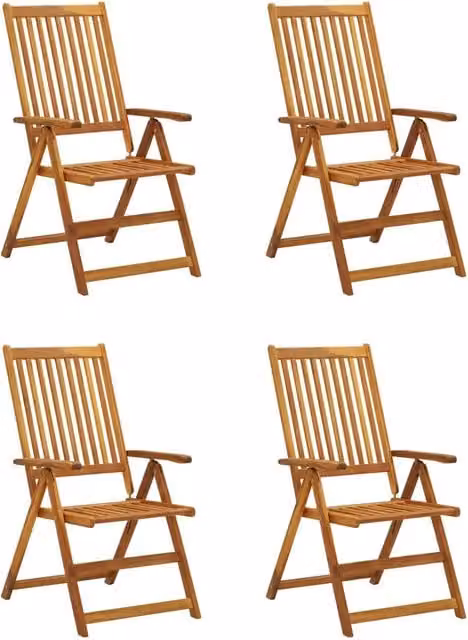 Sedie Reclinabili Pieghevoli 4 pz con Cuscini Massello Acacia 3065349
