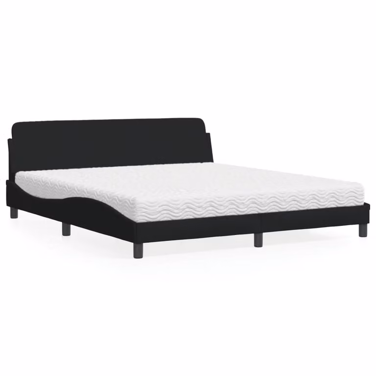 Letto con Materasso Dover vidaXL in Tessuto Nero L: 180 cm, P: 200 cm, H: 185 cm