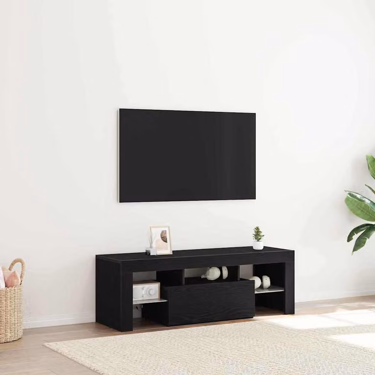 Mobile TV moderno vidaXL in legno ingegnerizzato color rovere nero L/P/H: 120 x 35 x 40 cm