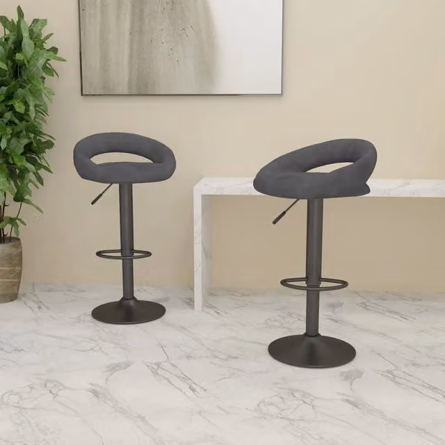 Set di 2 sgabelli da bar vidaXL in velluto grigio con base girevole a 360 gradi – 1