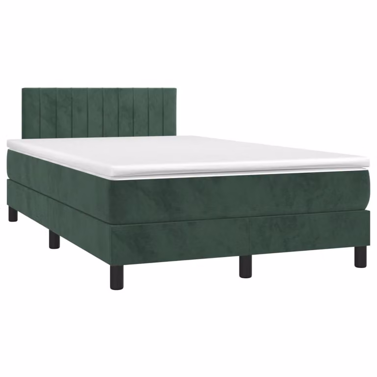Maison Exclusive - Letto a Molle con Materasso e LED Verde Scuro 120x190cm Velluto