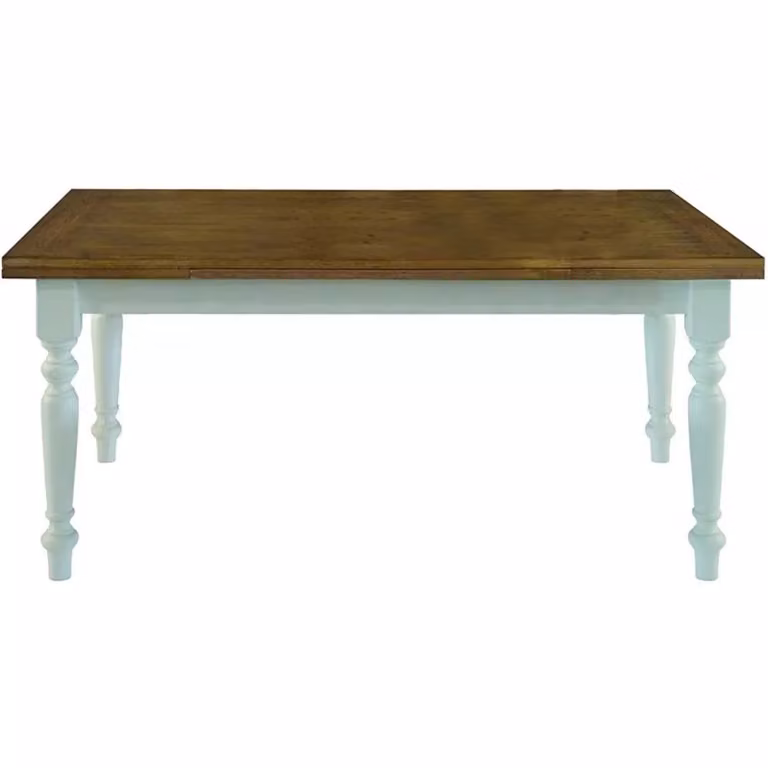 Tavolo da pranzo allungabile in stile country chic Mobili 2G con piano in rovere e finitura bianca e marrone L: 140 cm, P: 85 cm, H: 78 cm