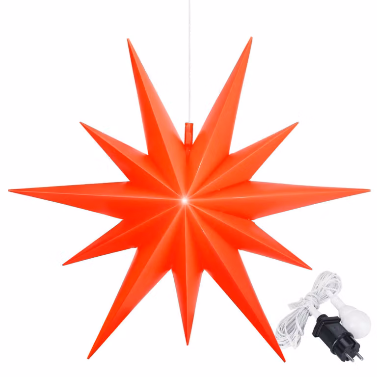 Stella luminosa a LED, design 2D, dimensioni XXL, colore rosso, diametro 100 cm, 11 punte, resistente agli agenti atmosferici, con timer