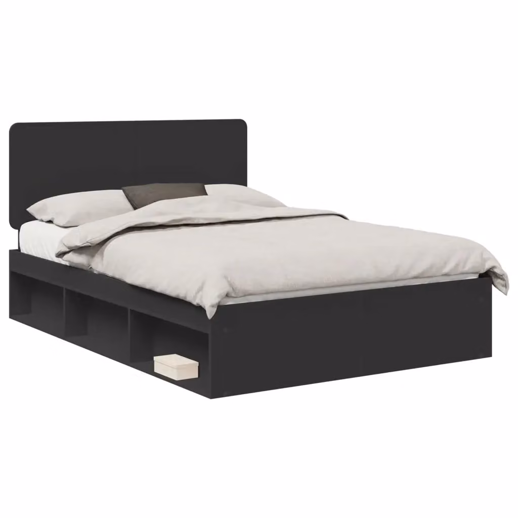 Struttura letto moderno vidaXL in pino massello nero L/P/H: 200 x 160 x 100 cm – 2