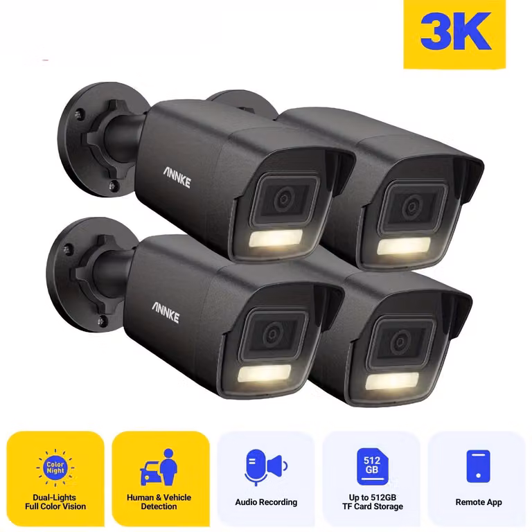 Telecamera IP audio - Telecamera di sicurezza - Telecamera di sorveglianza - Telecamera di videosorveglianza - Telecamera PoE - Set da 4 pezzi