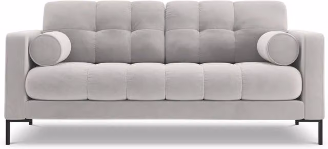 Divano 2 posti Bali Cosmopolitan Design in velluto argento con cuscini, L: 152 cm, P: 75 cm, H: 92 cm