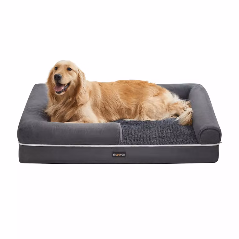 In And OutdoorMatch Cuscino per cani Scot - Grigio - Cestino per cani 106x80x25cm - Morbido - Cuscino ortopedico per cani
