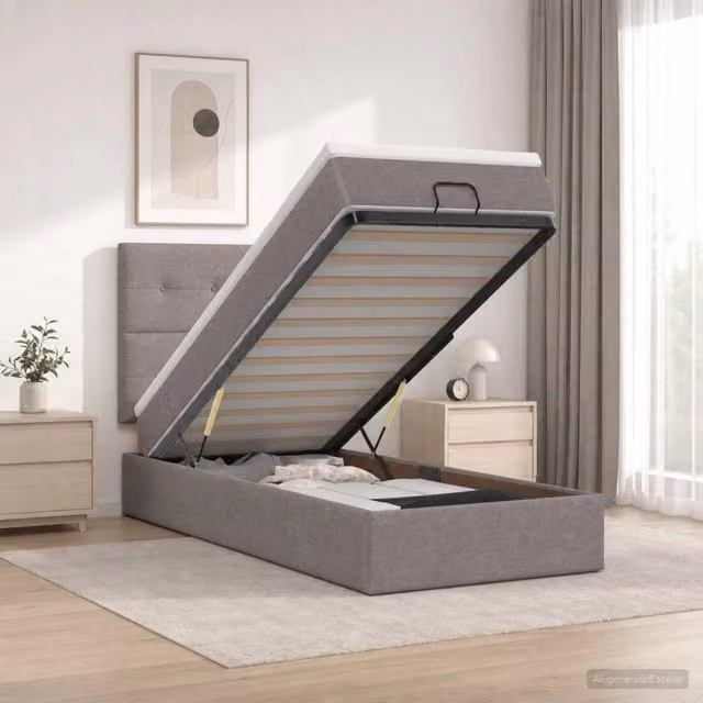 Letto ottomano con contenitore e materasso vidaXL in tessuto, L/P/H: 190 x 90 x 45 cm – 1