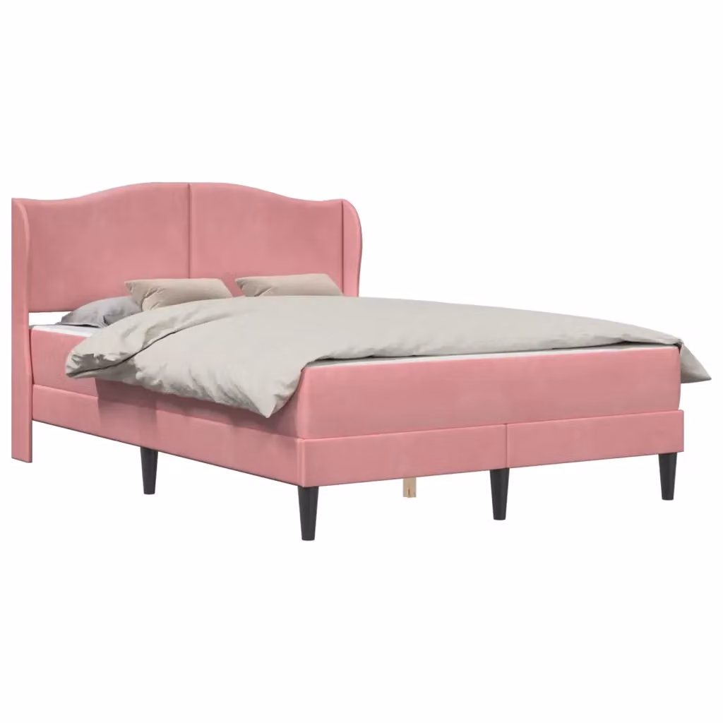 Struttura del letto con testiera in velluto rosa vidaXL L 140 x P 200 cm – 2