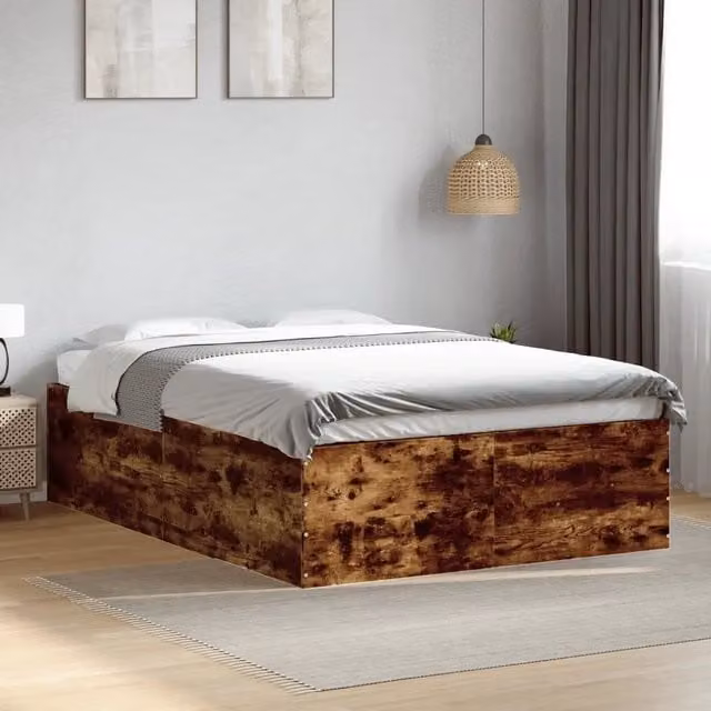 Giroletto vidaXL in legno multistrato color rovere fumo con doghe piatte L: 138 cm, P: 193 cm, H: 45 cm