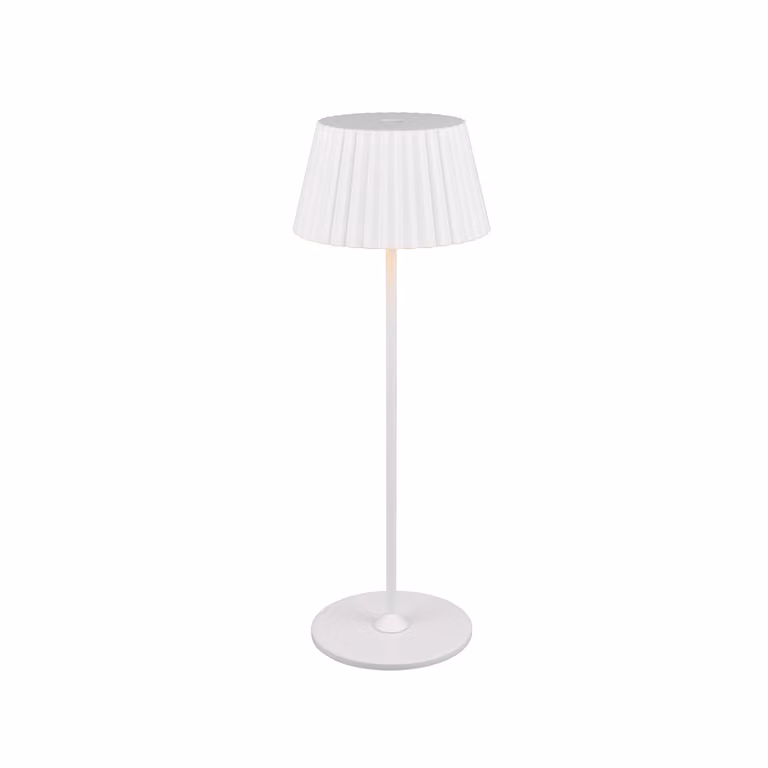 Lampada da tavolo ricaricabile Suarez Trio Leuchten bianca, LED dimmerabile con tecnologia touch e protezione IP44